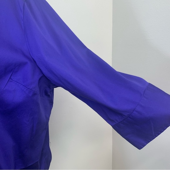 Catherines Blouse Top Woman 3X Button Up Purple Pin Tuck 3/4 Sleeve Cotton Blend - Picture 4 of 9